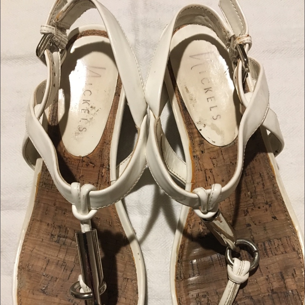Nickels Cream Sandals, Size 6.5